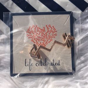 🩶5/$30 KEEP COLLECTIVE Pavé Zigzag Bracelet Charm Arrow Crystal Rose Gold NEW